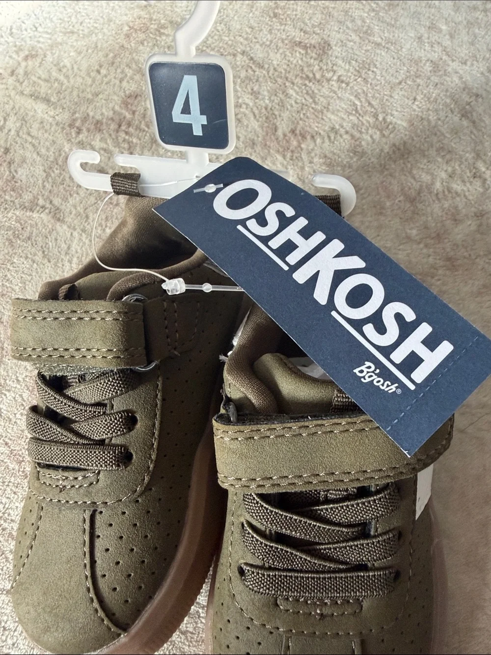 OshKosh B'gosh Olive Green and White Kids Sneakers